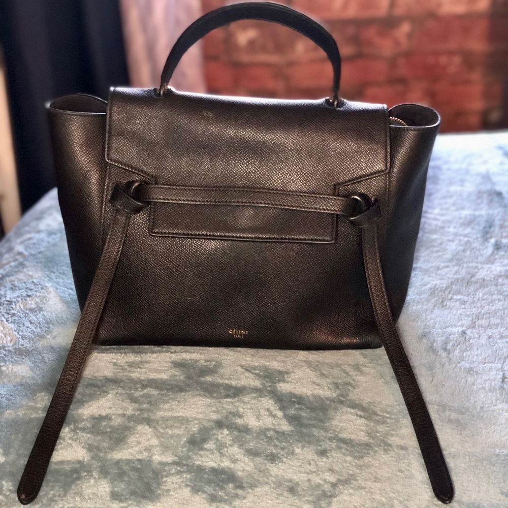 Celine Grained Calfskin Micro Belt Bag, Black